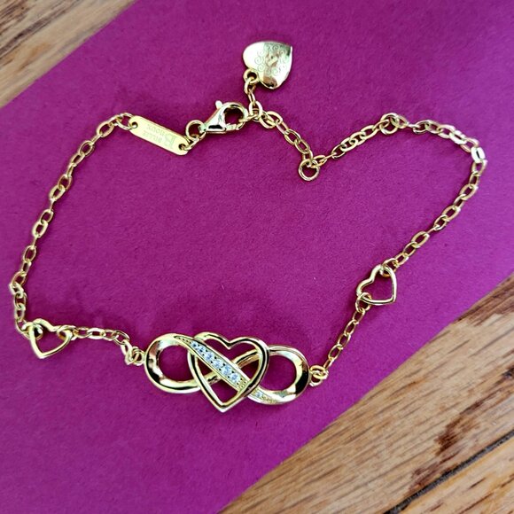 Billie Bijoux Bracelet 925 Sterling Silver Infinity Heart White Gold Plated - Picture 1 of 9
